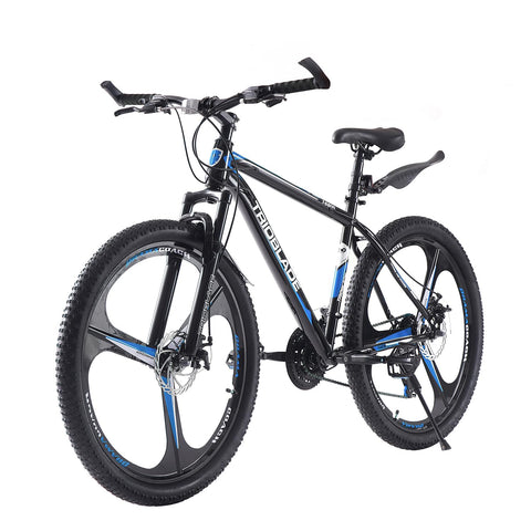 BSTSEL 27.5 Inch Mountain Bike 3 Spoke Wheels Bicycle 17.5 Inch Aluminum Frame Mountain Bicycle Shimano 21 Speeds with Dual Disc-Brake Suitable For Men And Women Over The Age Of 16 (Black & Blue)