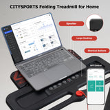 CITYSPORTS Folding Treadmill, 2.0HP, 1-12km/h, LED Display, Fitness App